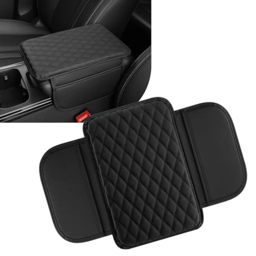 

Car Center Console Cover, Soft Car Armrest Box Pad with 2 Storage Bags, Microfiber Leather Car Armrest Cover, Universal Car Arm