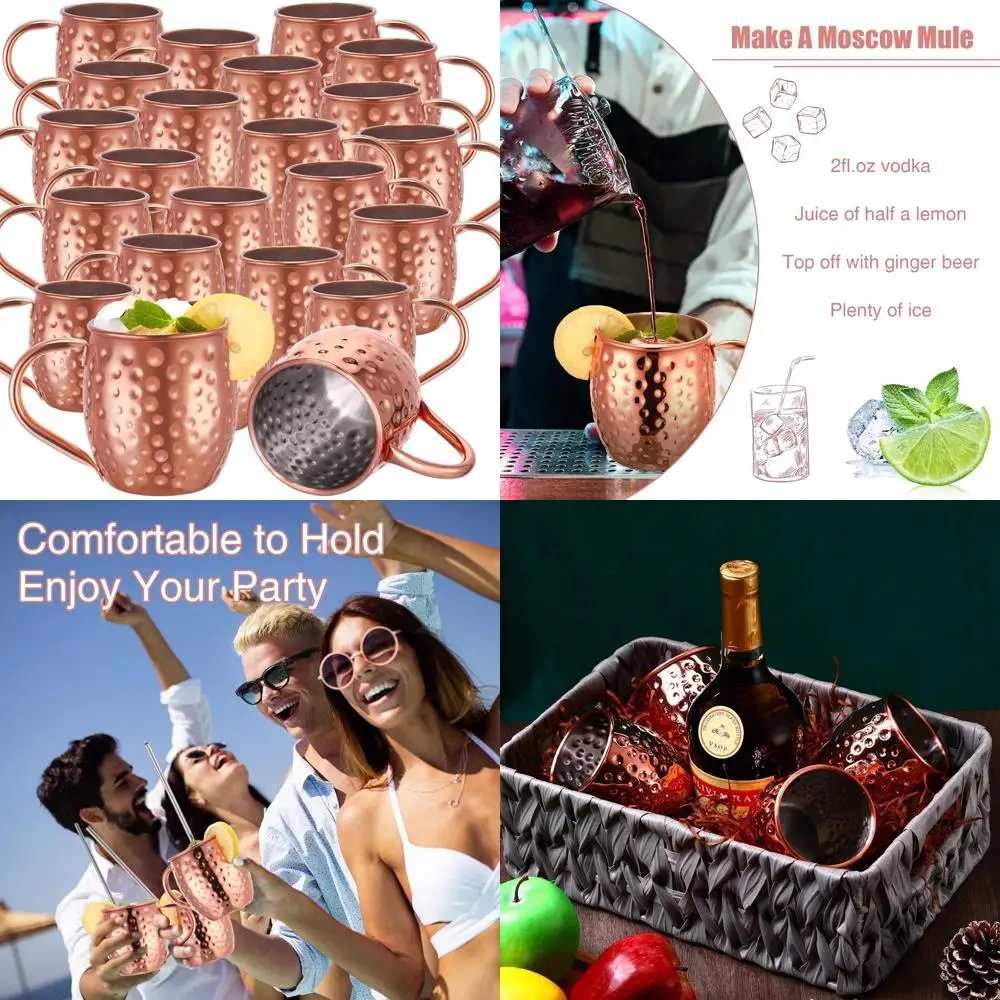 مجموعة مكونة من 24 كوبًا من الفولاذ المقاوم للصدأ مطلي بالنحاس والذهب الوردي سعة 12 أونصة للمشروبات الباردة والبيرة والنبيذ والحفلات والهدايا