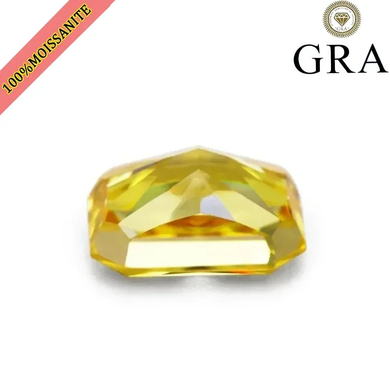 Top Colors Radiant Crushed lemon yellow Moisssanite Stone  Radiant Cutting Moisssanite Stones with GRA Certificate