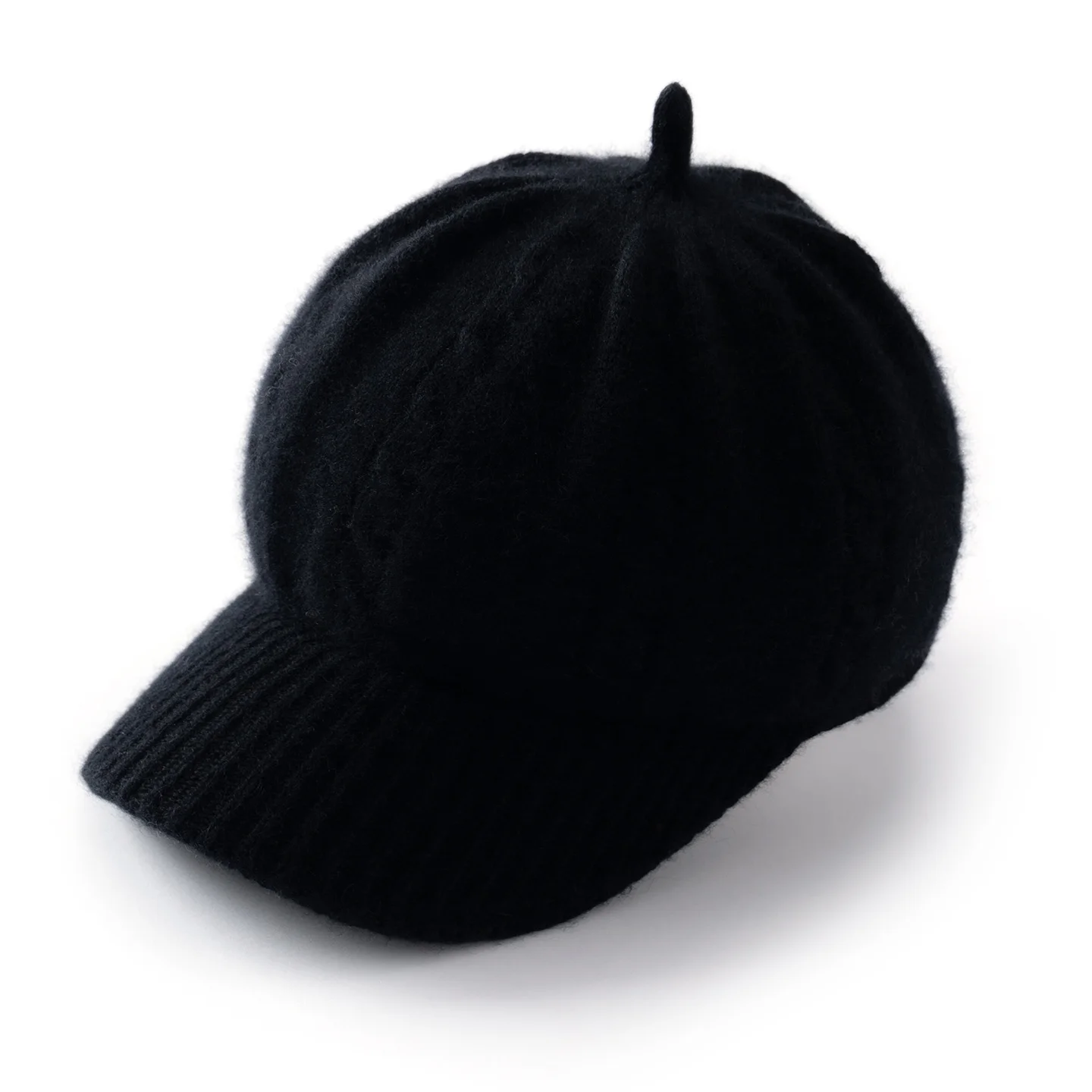 KOIJINSKY 35% Cashmere Knit Beanie Vintage Nordic Bird House Jacquard with Fluffy Pom Pom Foldable Rib Cuff Winter Hat for Women