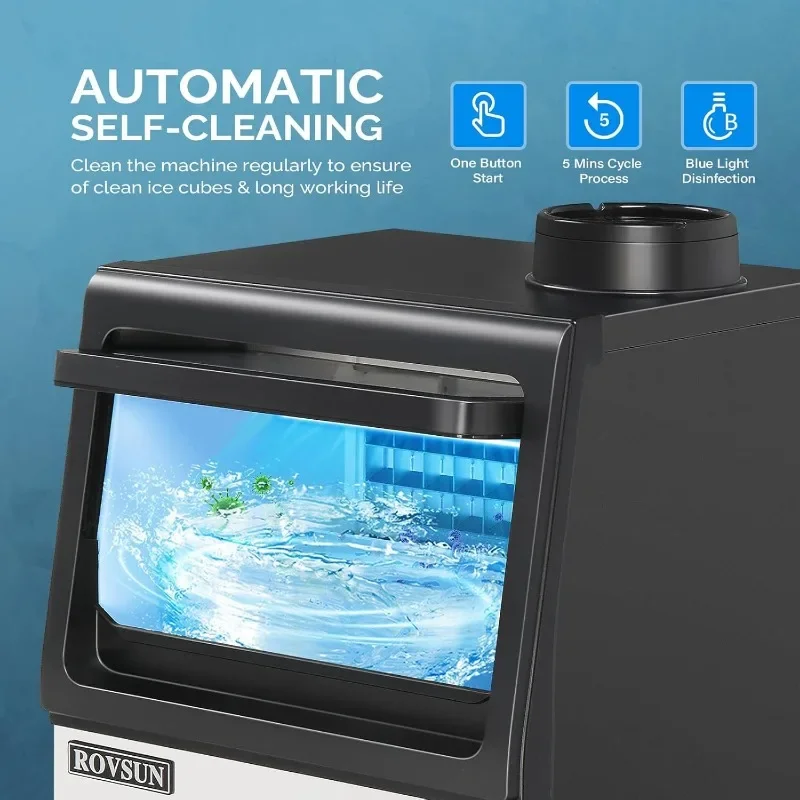 Máquina de gelo autônoma ROVSUN, máquina de gelo com 2 entradas de água, 11lbs Armazenamento Bin, Ice Scoop Filtro De Água, 90lbs, 24H