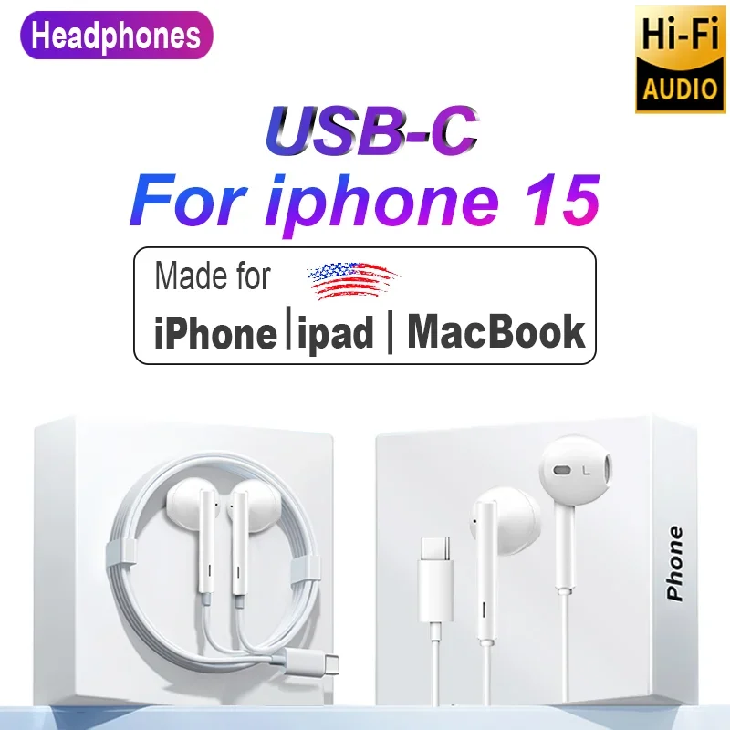 Cuffie originali po jablko iPhone 15 pro maxi in-ear ošidit microfono auricolare cablato po Ipad Samsung Xiaomi 12 USB-C auricolari