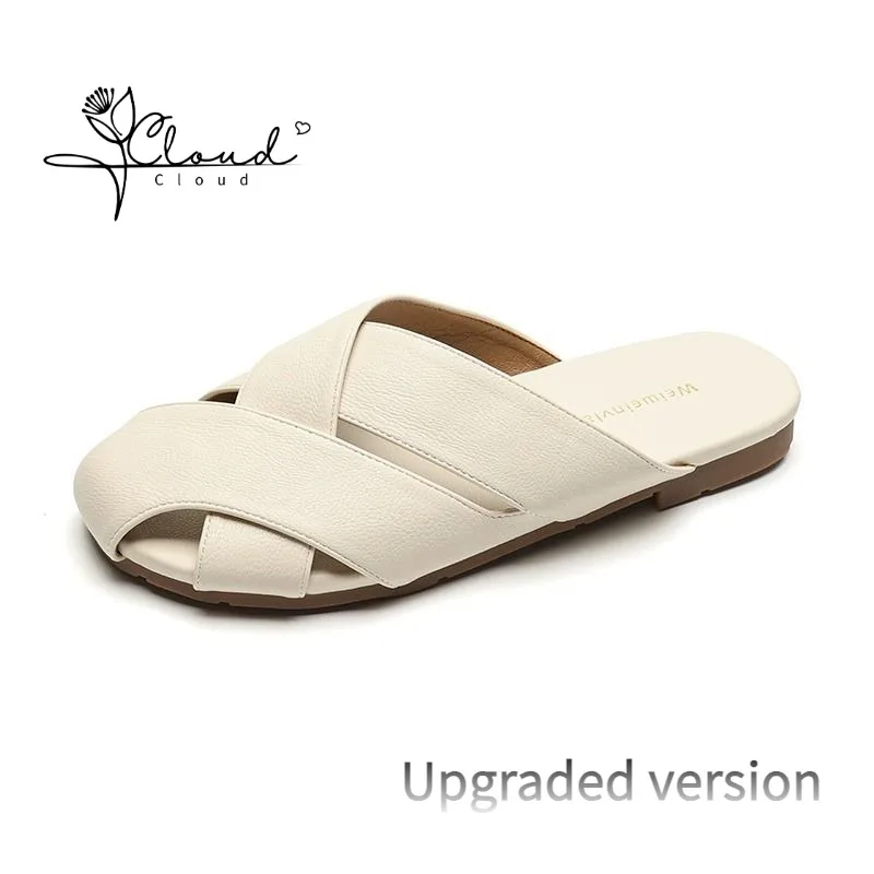 Concise Exquisite Women Slippers Baotou Half Female Summer Wear New Korean Version of French Retro Fairy Style Flat Sandals 