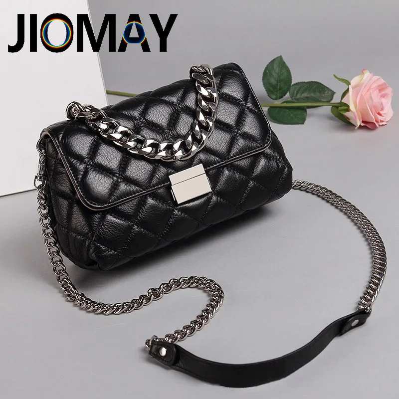 

JIOMAY Women Shoulder Bag 2023 PU Leather Purses and Handbags Female Fashion Casual Solid Color Diamond Lattice Chain Square Bag