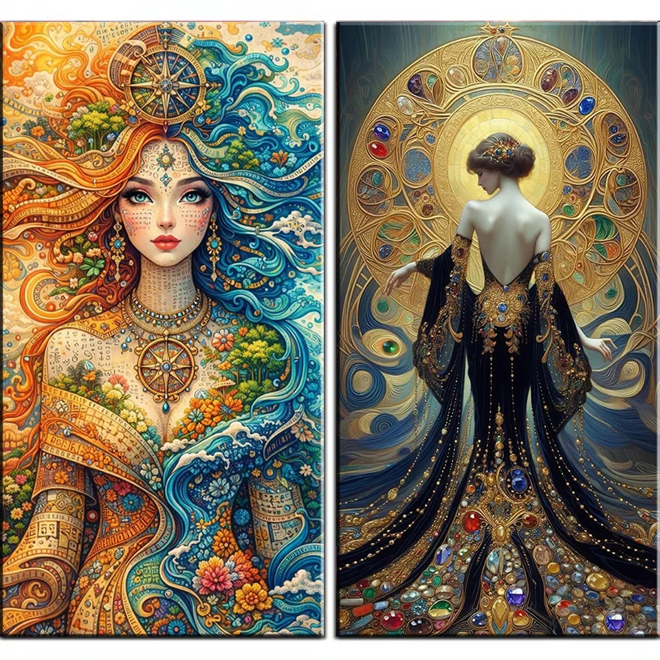 

Mysterious Abstract Wave Woman DIY Diamond Painting Large Size Full Square Round Gustav Diamond Art Mosaic Embroidery Home Decor