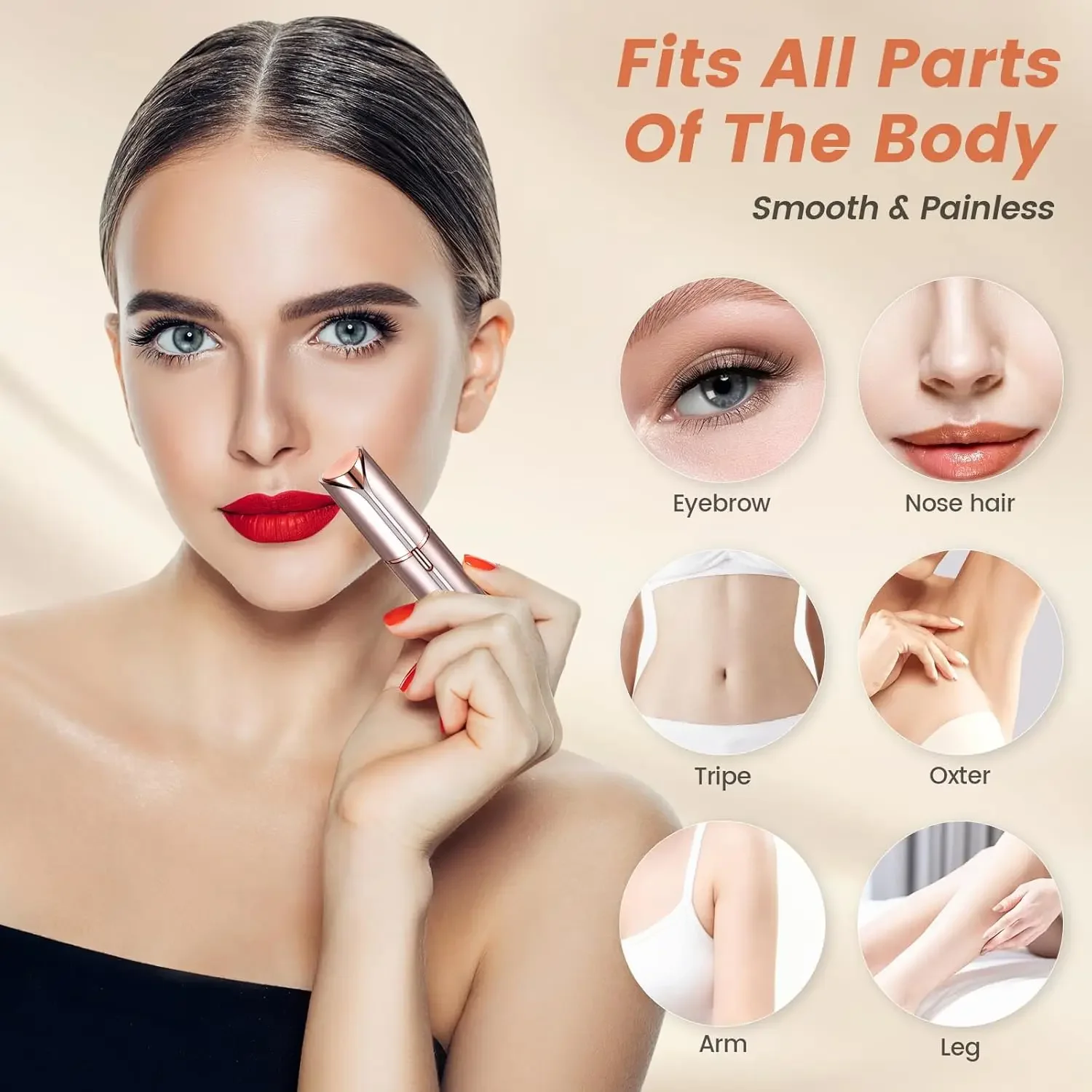 Women's Hair Remover, Waterproof Shaver with LED Light, Suitable for Face, Bikini Area, Lips, Chin, and Upper Lip Fine Hair.