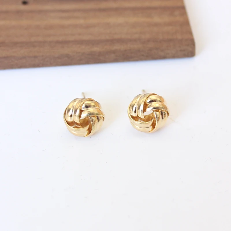 Punk Hiphop Mini Twist Knit Knot Ball Stud Earring for Women Small Gold Color Female Twine Ear Jewelry Christmas Gift Brincos