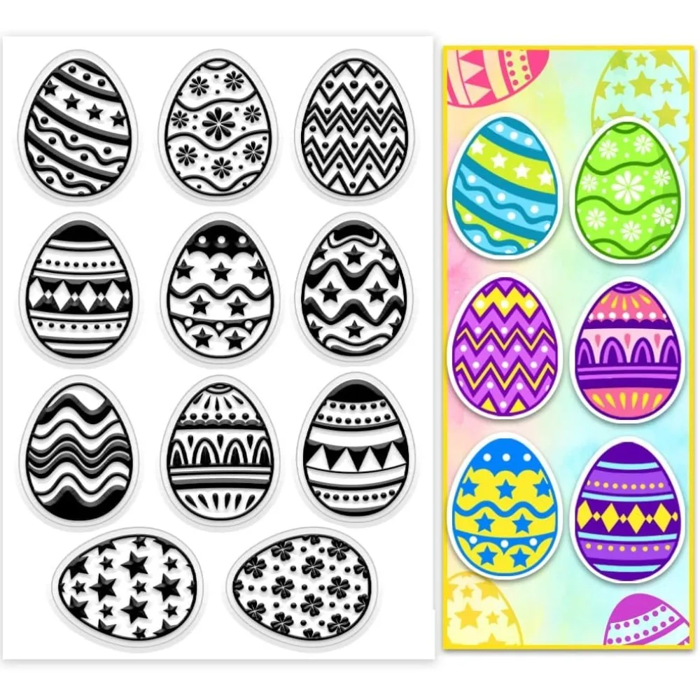 Transparenter Stempel mit Graffiti-Eiern für Scrapbooking, niedliche Cartoon-Eier, Silikonstempel, transparenter Gummistempel für Einladungskarten