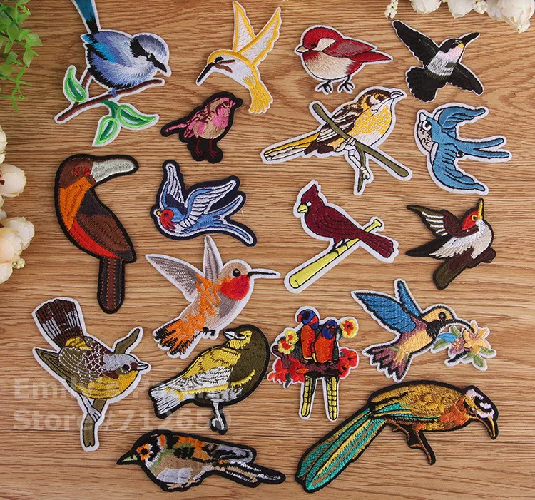 2017 New arrival 10 pcs Birds embroidered animal patch iron on Motif Applique RS Clothing bag hat embroidery accessory repair