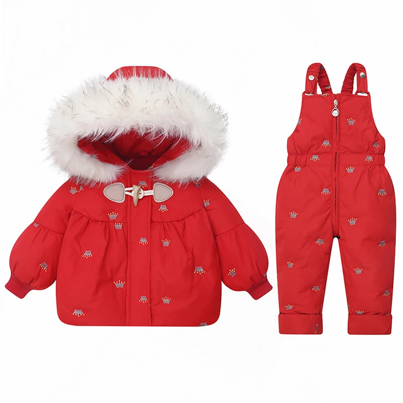 Winter Children`s Clothing Set 2Pcs Girl Down Jacket New Baby Snowsuit Clothes Overalls for kids Toddler Jumpsuit Coat