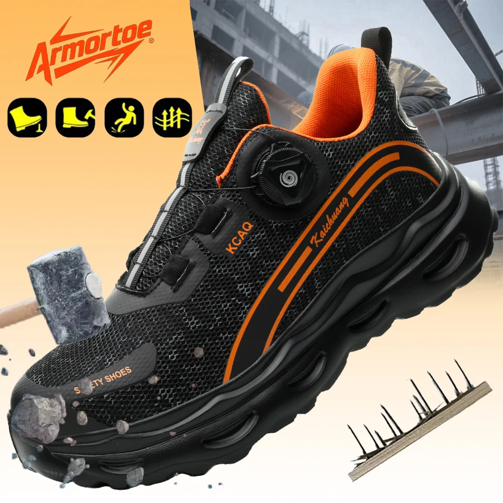 

ArmorToe Steel Toe Work Sneakers Breathable Puncture Proof Casual Style Lightweight Safety Shoes Urban Industrial #Armor3006