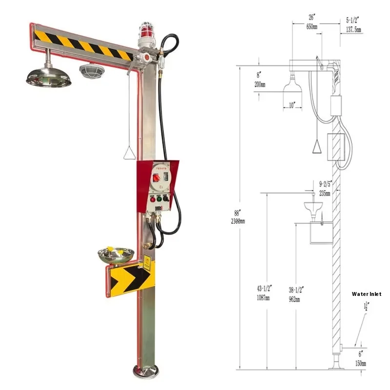 الصين صنع Yuexiang بالجملة 304 الفولاذ المقاوم للصدأ مع غطاء ABS الطوارئ التجمد التدفئة الكهربائية مركب غسل العين