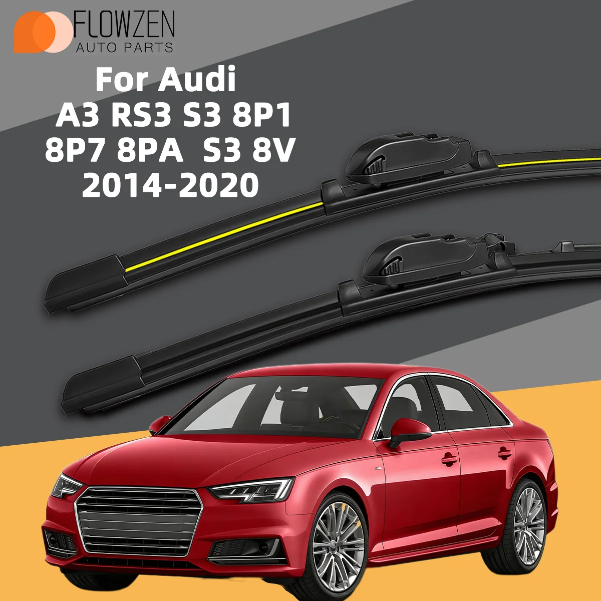 

FLOWZEN 2PCS Wiper Blades For Audi A3 RS3 S3 8P1 8P7 8PA S3 8V 2014-2020 Year's Front Windshield Silent Wiper Car Accessories