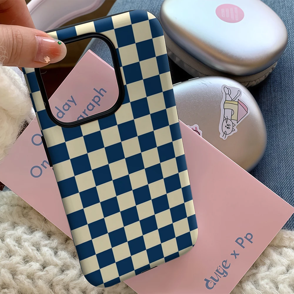 Роскошный чехол для телефона в шахматном порядке для iPhone 17, 16, 15, 14, 13, 12, 11 Pro Max Air Plus, роскошная двухслойная задняя крышка