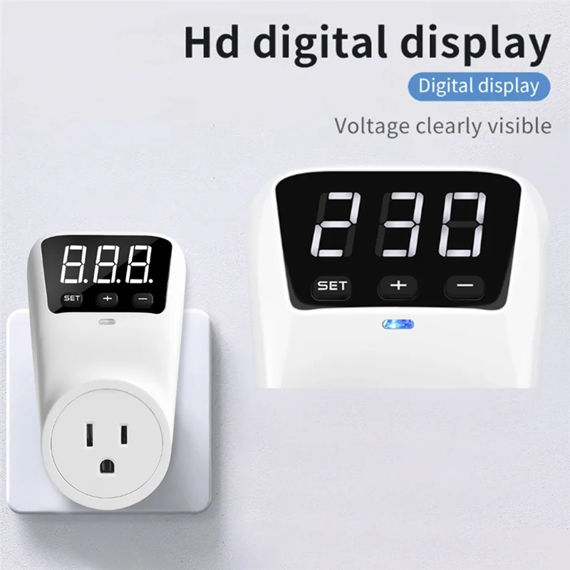 HLZS-HLP02 Voltage Protector Automatic Reset Over Under Voltage Protector Socket Digital Display Power Surge Protector US Plug