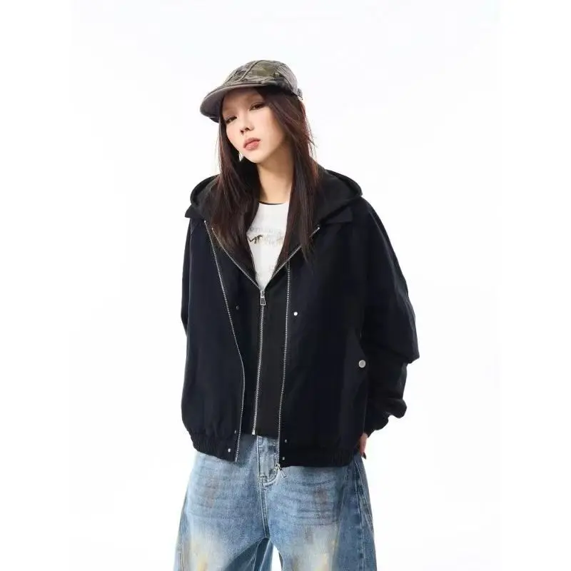 2026 American Autumn And Winter Mountain Carving Retro Deconstructed Men And Women Spliced ​​Fake Two-Piece Loose Fashion Jacket