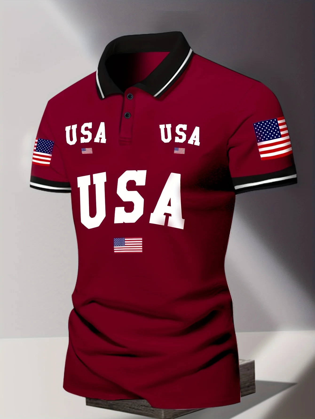 Sommerliches, atmungsaktives Herren-Poloshirt zum 250. Jahrestag des Unabhängigkeitstags, amerikanisches Herrenhemd, Kleidung mit amerikanischer Flagge bedrucktes Poloshirt-Oberteil – Detail 10