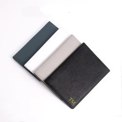 Custom Letters Travel Passport Cover Genuine Leather Passport Holder Simple Certificate Document Protective Folder Passport Case