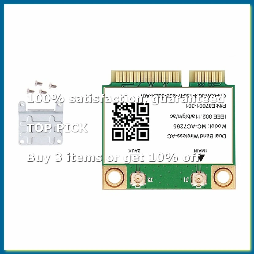●1200Mbps Wireless -AC7265 Dual Band Mini PCI-E WiFi Card Bluetooth 4.2 802.11Ac Dual Band 2.4G 5Ghz Adapter for Laptop