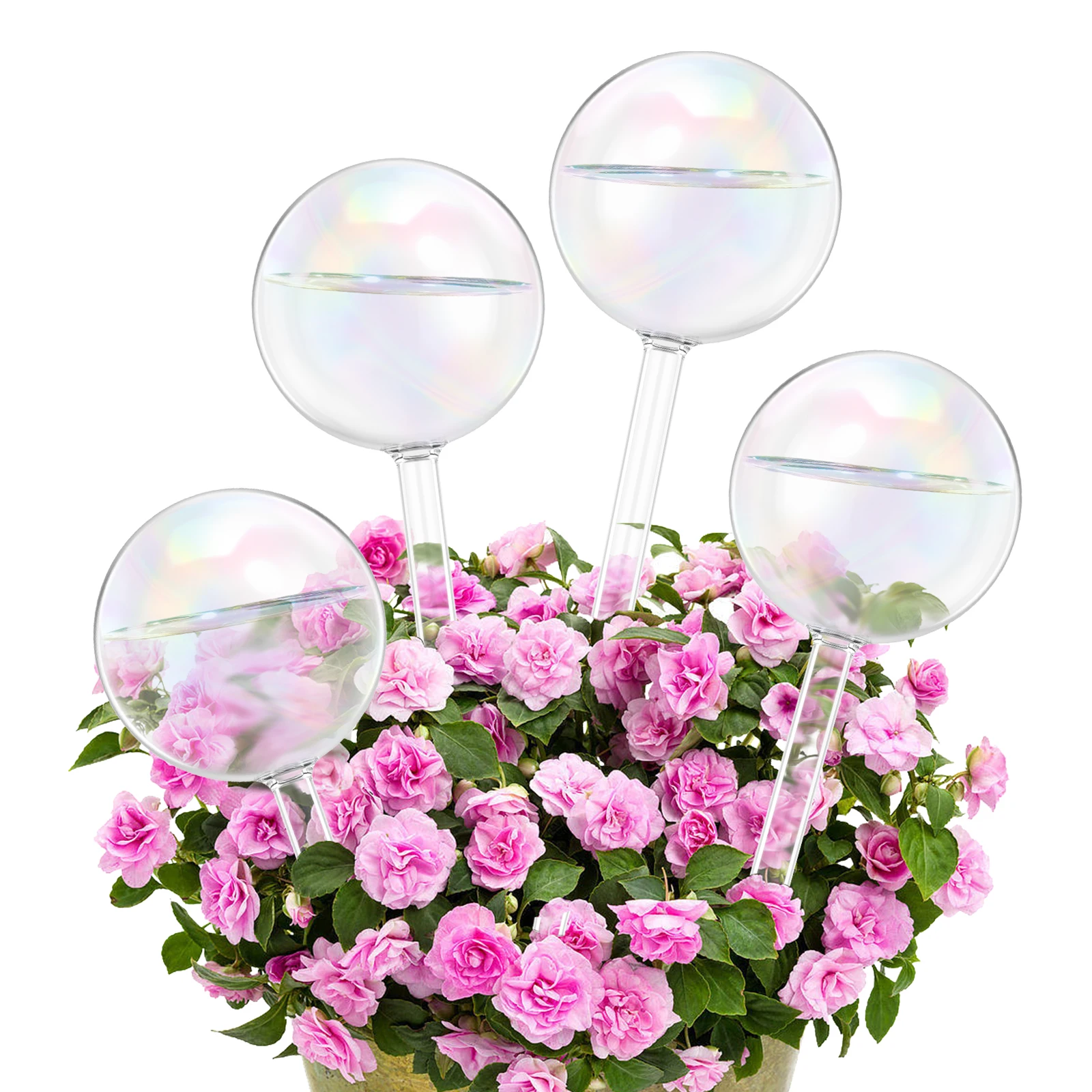 

4 шт. автоматические шарики для полива растений, красочные стеклянные прозрачные шарики в форме садовых цветов, система самополива капельного орошения