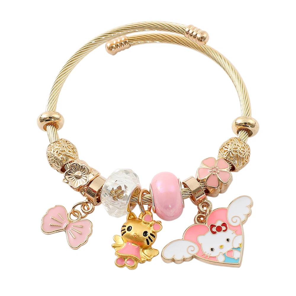 Sanrio Angel Hello Kitty Charms Bracelets, Cute KT Cat Pendant, Bangle for Girlfriend, Couple Bracelet, Birthday Gifts