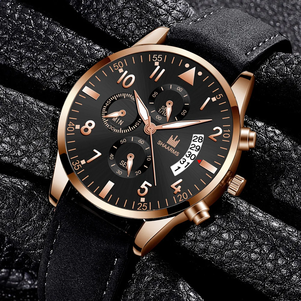 

Fashion Geneva Men's Wristwatch Date Alloy Case Leather Analog Quartz Sport Watch Male Clock Top Brand Luxury Relogio Masculino