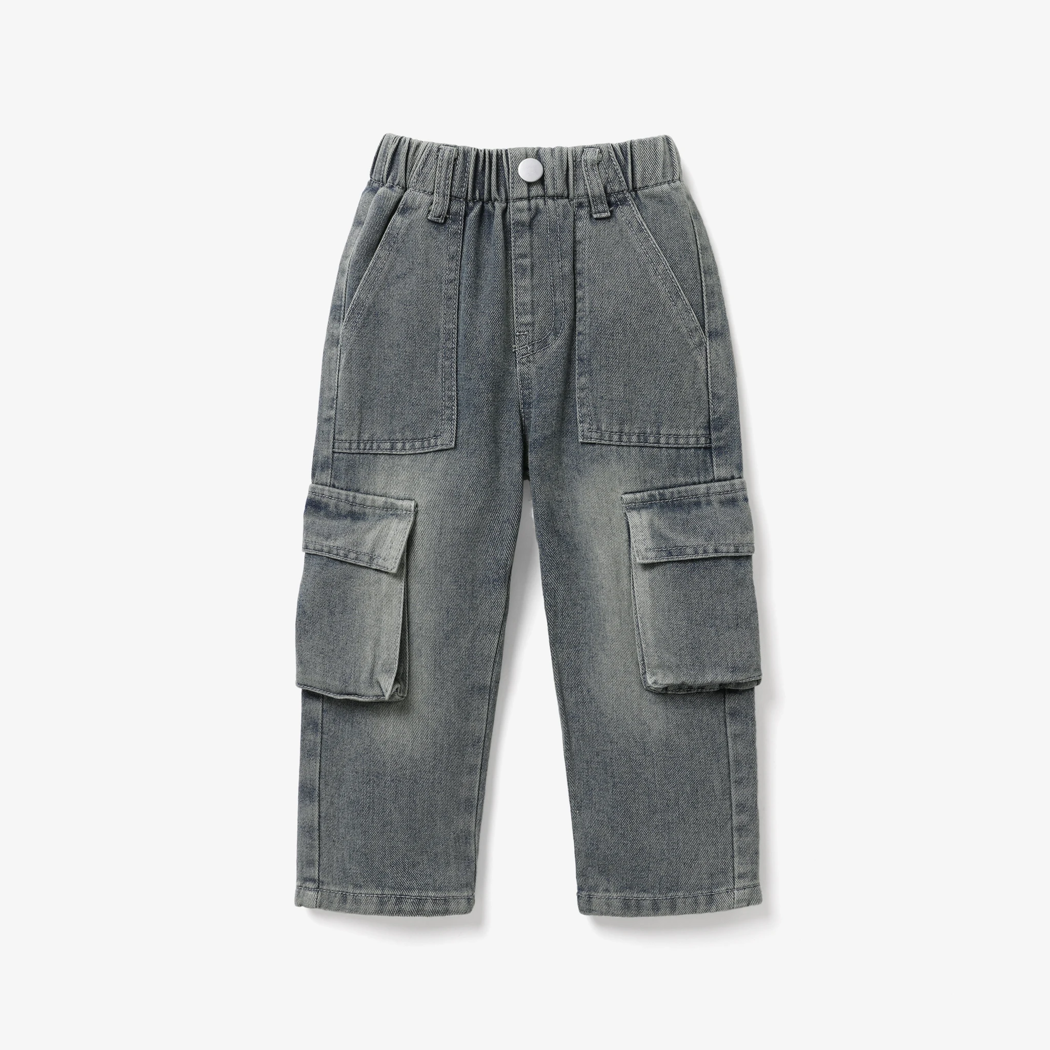 

PatPat Toddler/Kid Girl/Boy Vintage Workwear Denim Patch Pocket Jeans