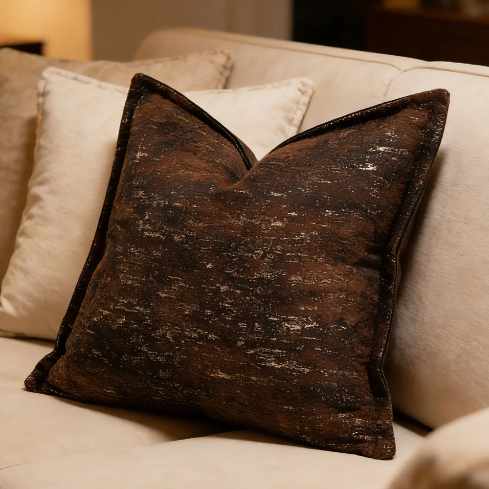 Luxury Brown Texture Woven Office Sofa Decorative Pillow Sham 45x45cm 1 Piece Pack No insert Bedding Cushion Cover