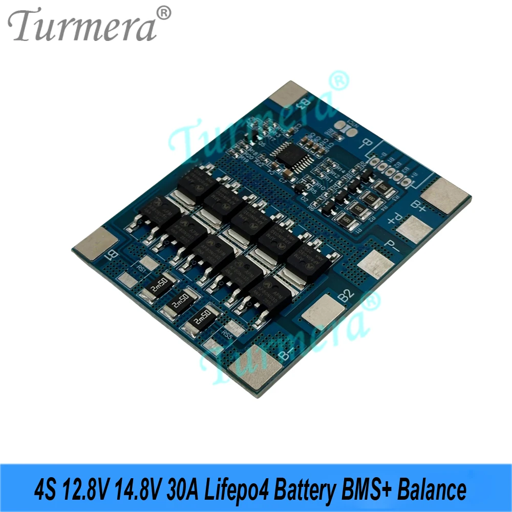 Turmera 4S 12.8V 14.8V 30A Lifepo4 بطارية BMS مع توازن لتقوم بها بنفسك 12V 18650 32700 33140 LFP خلية لوحة طاقة شمسية UPS بطاريات استخدام