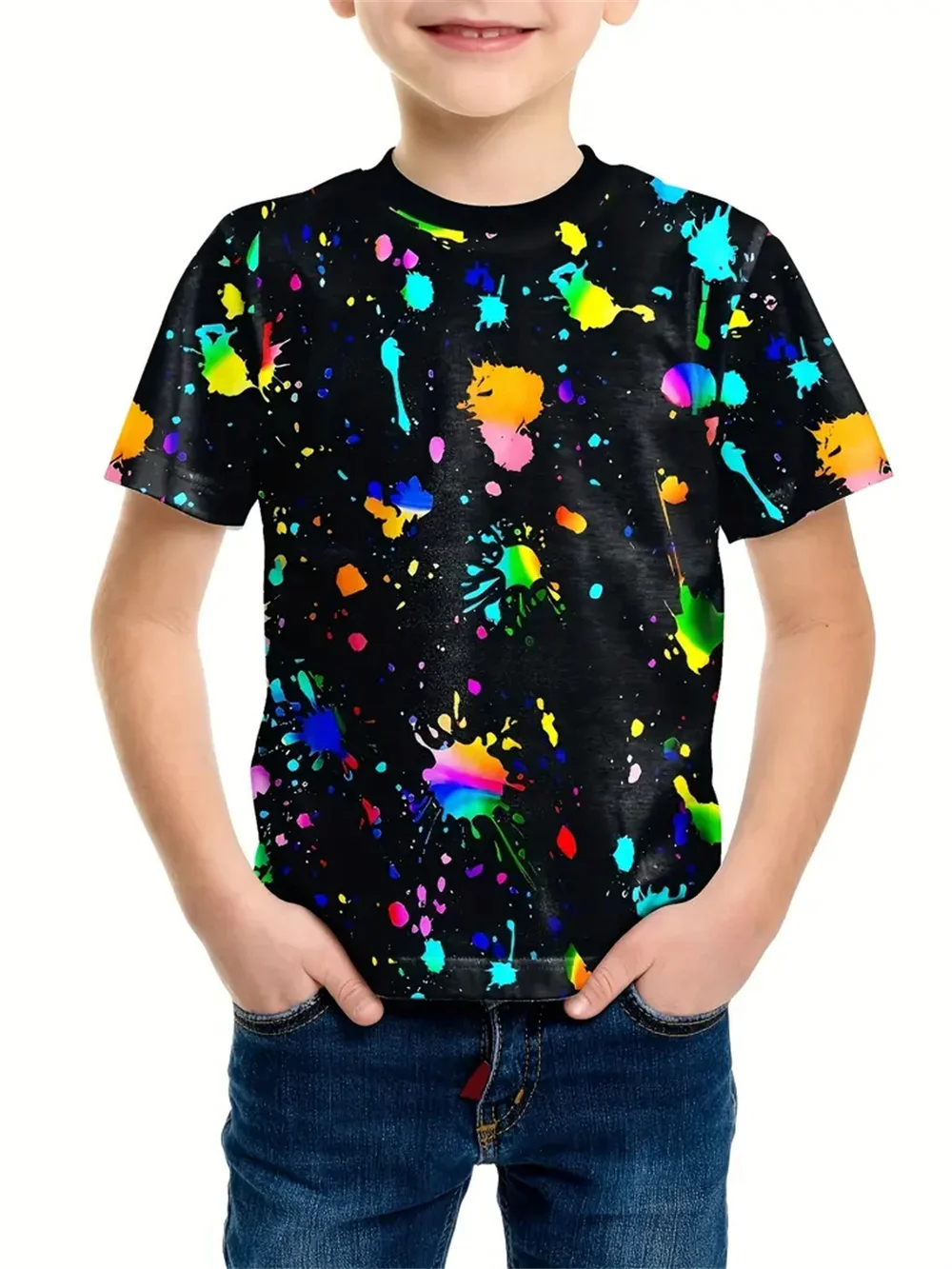 Retro Tie-Dye 3d Print Tee Shirt Kids Boys Clothes Short Sleeve Casual Children's Clothing Fashion T Shirt For Boys