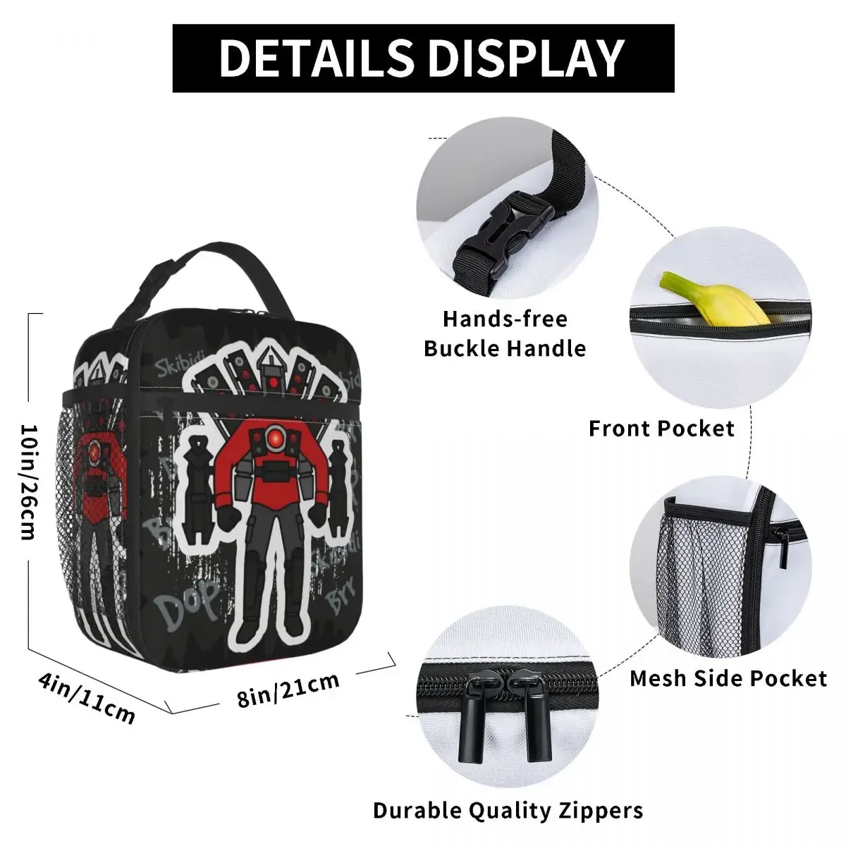 Titan Speakerman Insulated Lunch Bags Portable Skibidi Toilet Meal Container Cooler Bag Tote Lunch Box Office Food Handbags