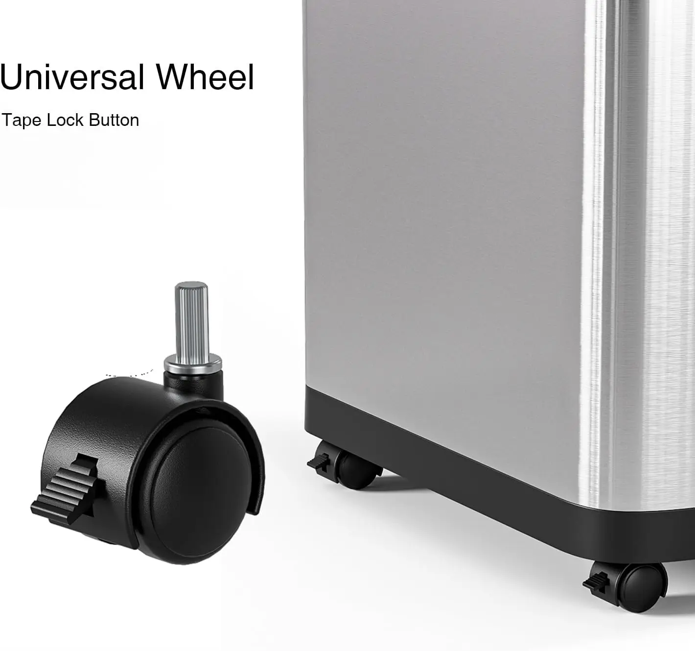 Lixeira de Cozinha de 13 Galões com Tampa Rolante, Lixeira Retangular Automática com Sensor de Movimento Sem Toque e Rodas, Acabamento Escovado