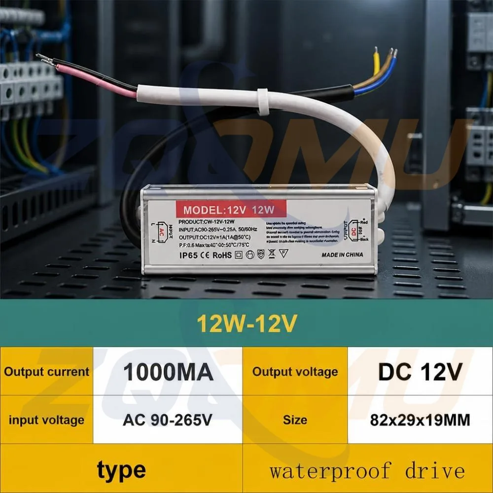 LED Transformer AC 90-265V to DC12V/24V 6W 12W 24W 36W 60W 100W Ultra-Thin Waterproof IP67 LED Driver Ceiling Light Power Supply