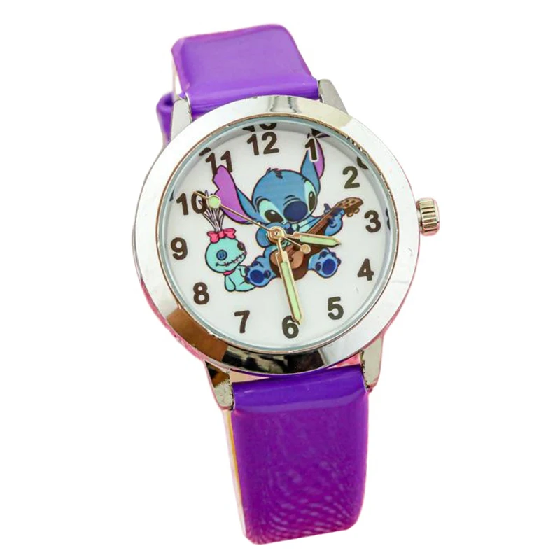 Miniso Anime Cartoon Disney Stitch Ronde Quartz Jongens Meisjes Student Horloge Kinderen Lederen Riem Horloge Kinderen Kerstcadeaus