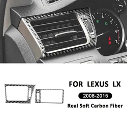 For Lexus LX 2008-2015 Accessories Carbon Fiber Auto Central Console Air Conditioning Outlet Frame Decoration Interior Sticker