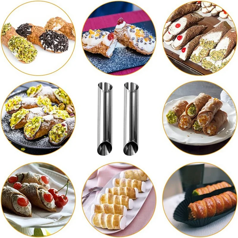 20Pcs Stainless Steel Cone Tubular Shaped Mold Croissant Mold For Cannoli Tubes With Cleaning Brush