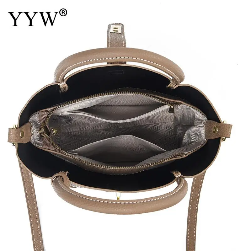 Lychee Pattern PU Leather Tote Handbags Concise Women Large Capacity Top Handle Bags Designer Crossbody Shoulder Messenger Purse