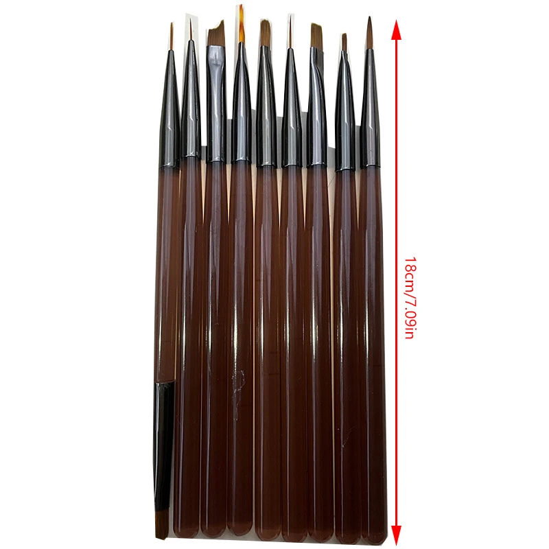 DIY Brush Nail Acrylic Drawing Brush, 9PCS UV Gel Nail Brush Eyeliner For Nail Design Nail Tip Display Painting Tools