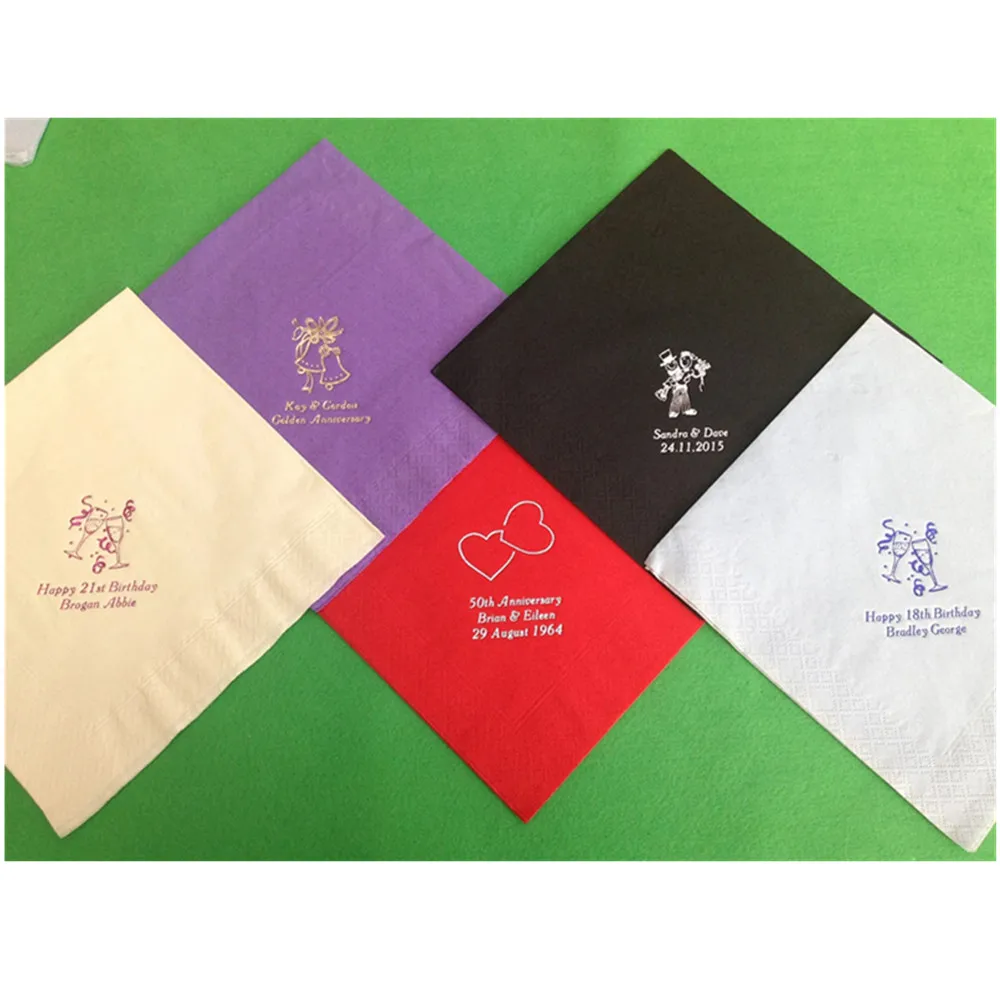 50 Personalised Napkins / Serviettes Quality 3ply Wedding, Birthday, Anniversary, All Occasions