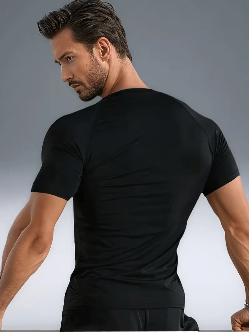 3 Pack Men Quick Dry Compression Shirts High Elastic Breathable Sweat Wicking Short Sleeve Gym Running Workout Training Athletic