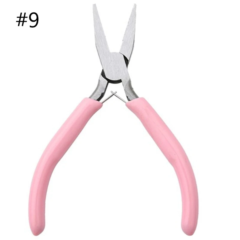 Practical Pink Jewelry Pliers Tool Set with Curved Long Nose Pliers and Tweezers