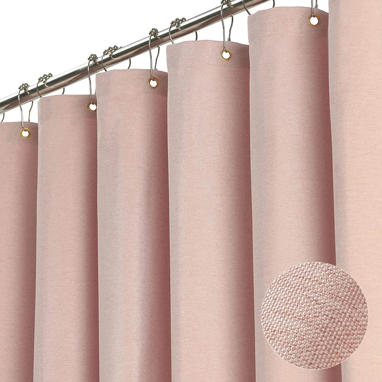 Extra Widen High luxury Pink Stall Shower Curtain Set Thicken Linen Polyester Waterproof For Bathroom with Hooks Japanese 240