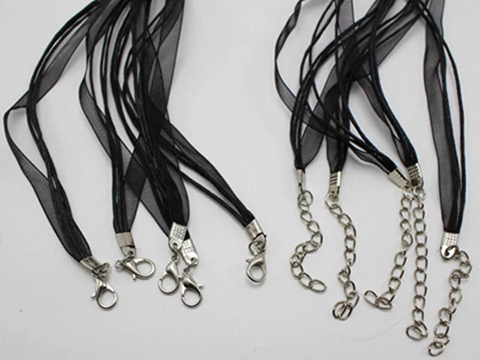 20 Black Organza Ribbon Waxen Necklace Pendant Cord String+ Clasp