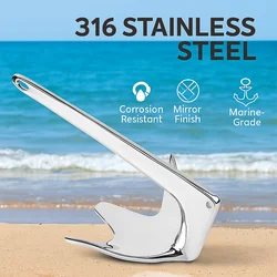1-25KG Bruce Anchor 316 Stainless Steel Marine Accessories for Boat Heavy Duty Marine Yacht Anchor