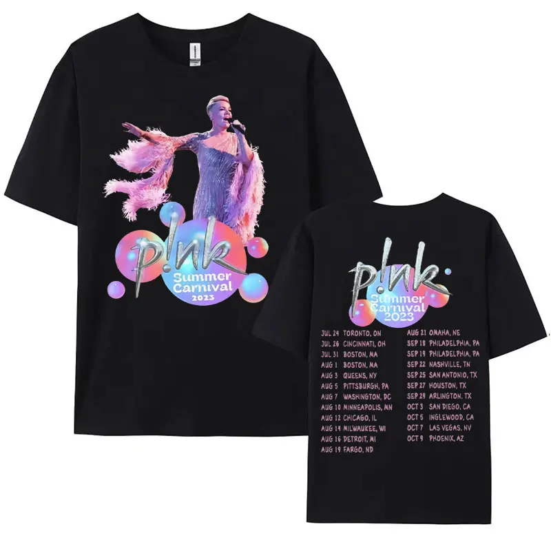 P!nk Pink Singer Summer Carnival 2024 Festival WORLD Tour Tee Shirt Women\'s Men Clothing Aesthetics Oversized T-shirt Streetwear