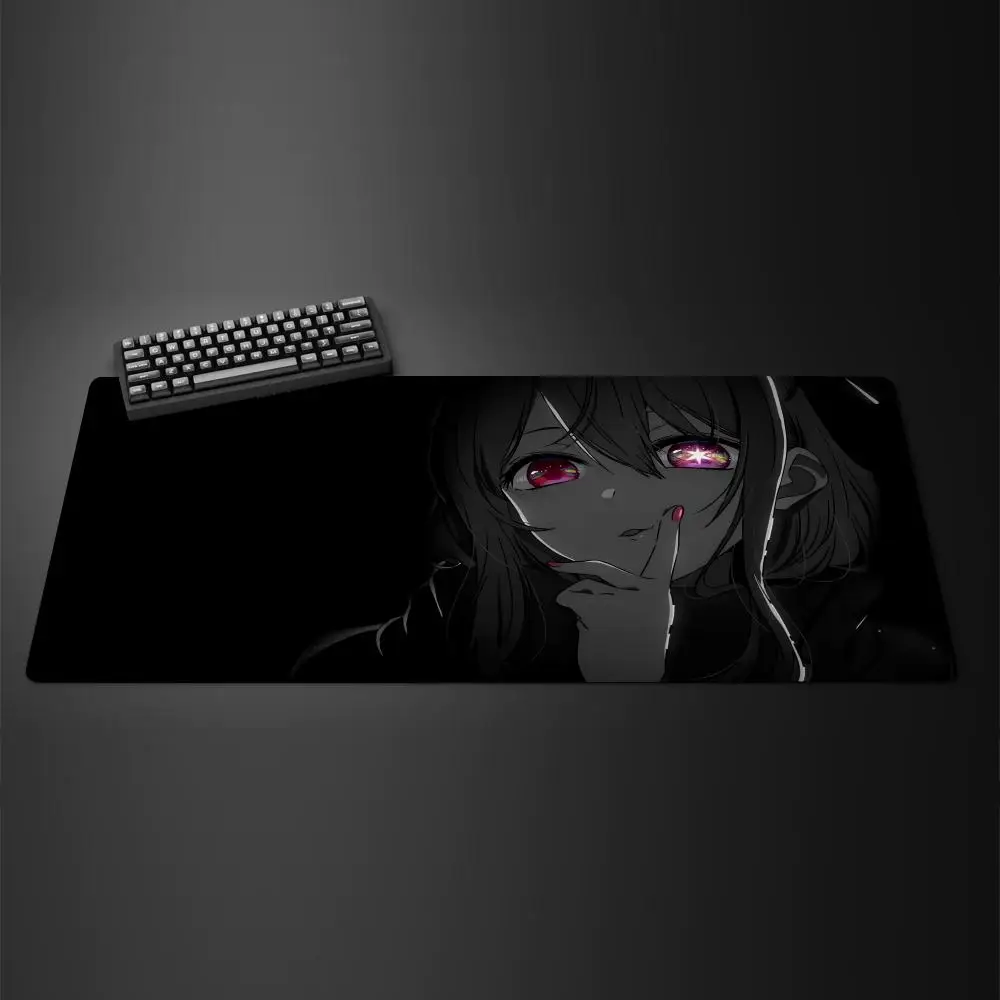 

Anime Kawaii Girl Black Mouse Pad Large Rubber Base Anti-slip PC Desk Accessories Mousepad for Office & Gamer Keyboard Decor Mat