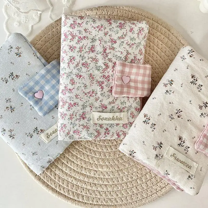 A6 Handmade Floral Print  Clover Book Jacket Original Book Cover Portable Ledger, Notepad, Diary Protective Case