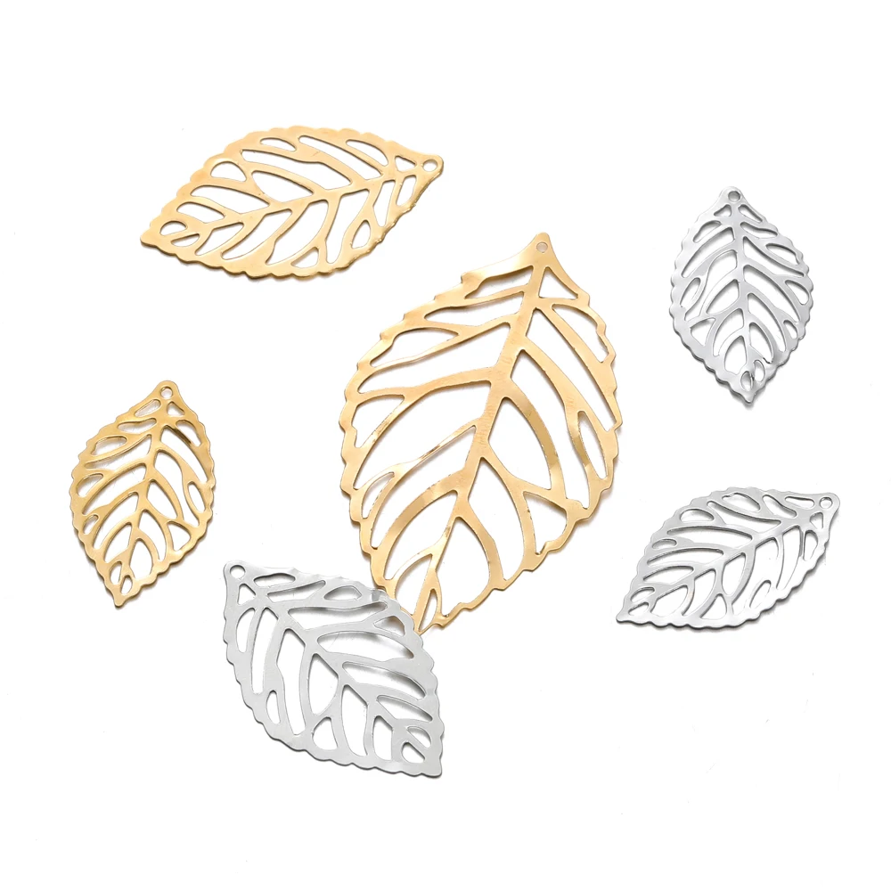 

50pcs/lot Tree Leaves Hollow Large Leaf Charms For DIY Earrings Necklace Pendant Bracelet Jewelry Women Findings Making