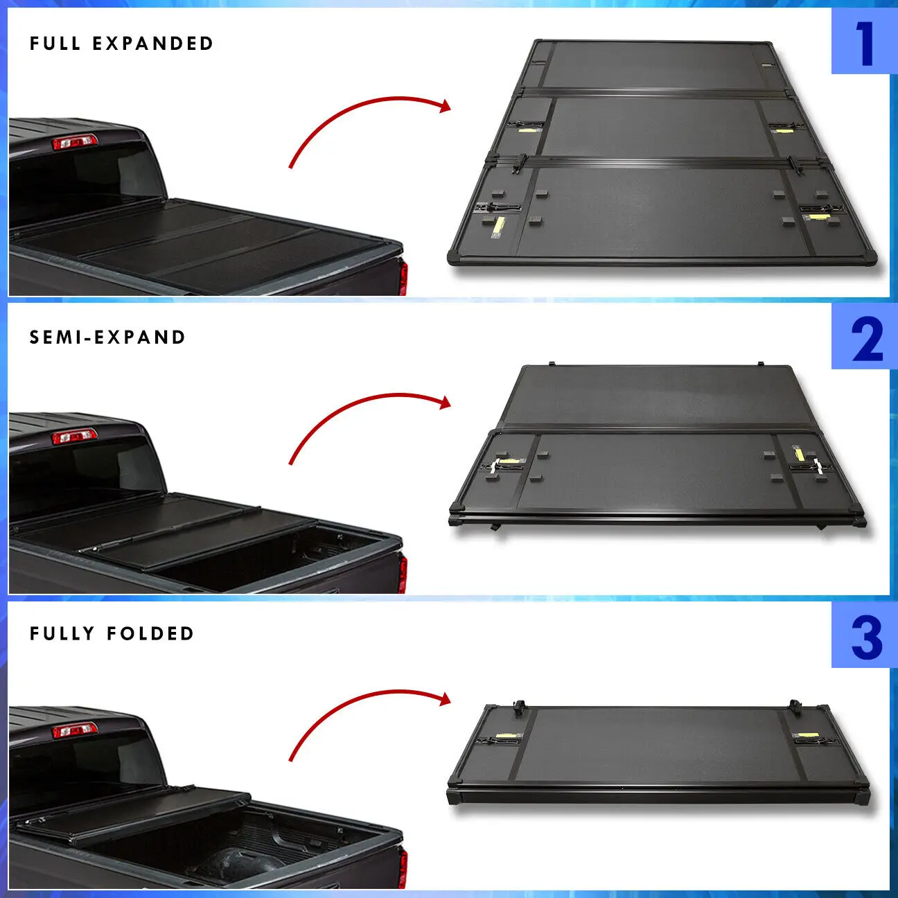 Dla Ford F150 F-150 6.5FT Truck Bed Pick up Truck Bed Cover Hard Tri Folding Aluminium Tonneau Cover