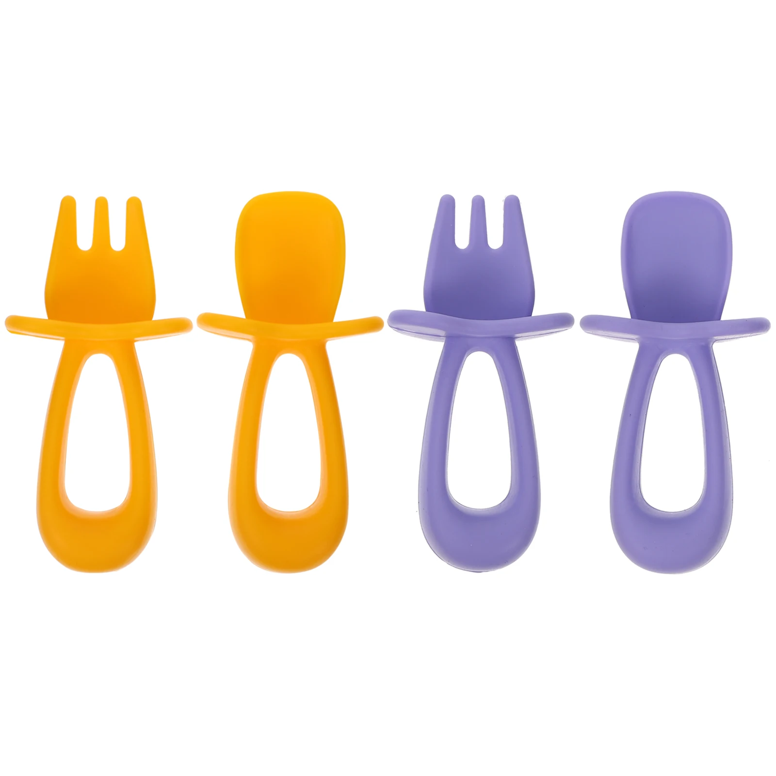 

2 set 2 Sets Feeding Spoons Forks Durable High Temp Resistant Training Tableware Non-Slip Handle Toddler Utensils Set
